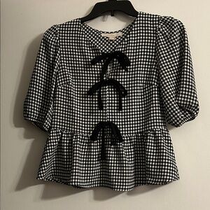 Monteau Black and White Checkered Blouse